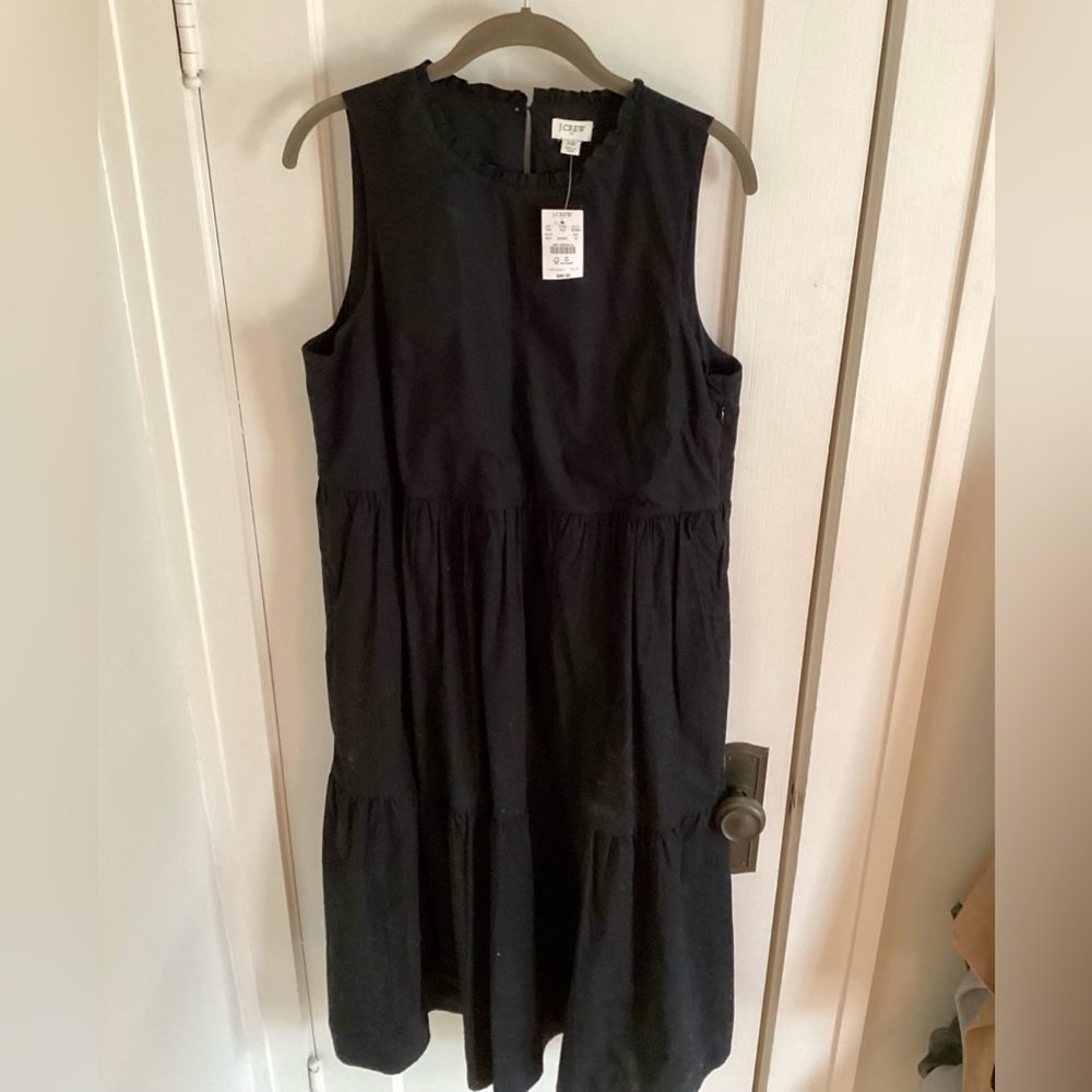 Black Midi Sleeveless Ruffled Neckline Tiered Dress ❤️❤️
